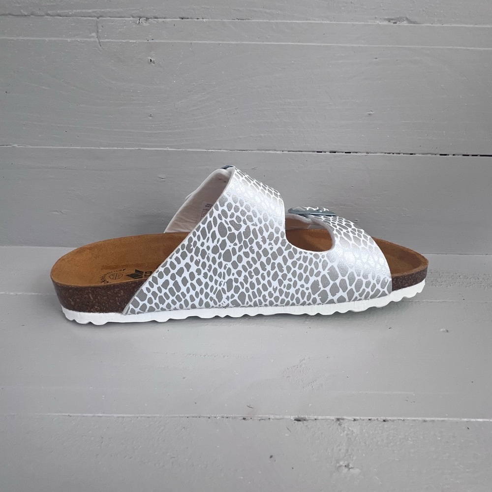 Womens Bioline Lico Sandals Slip On White Pattern US 9 EU 40 Made In Spain